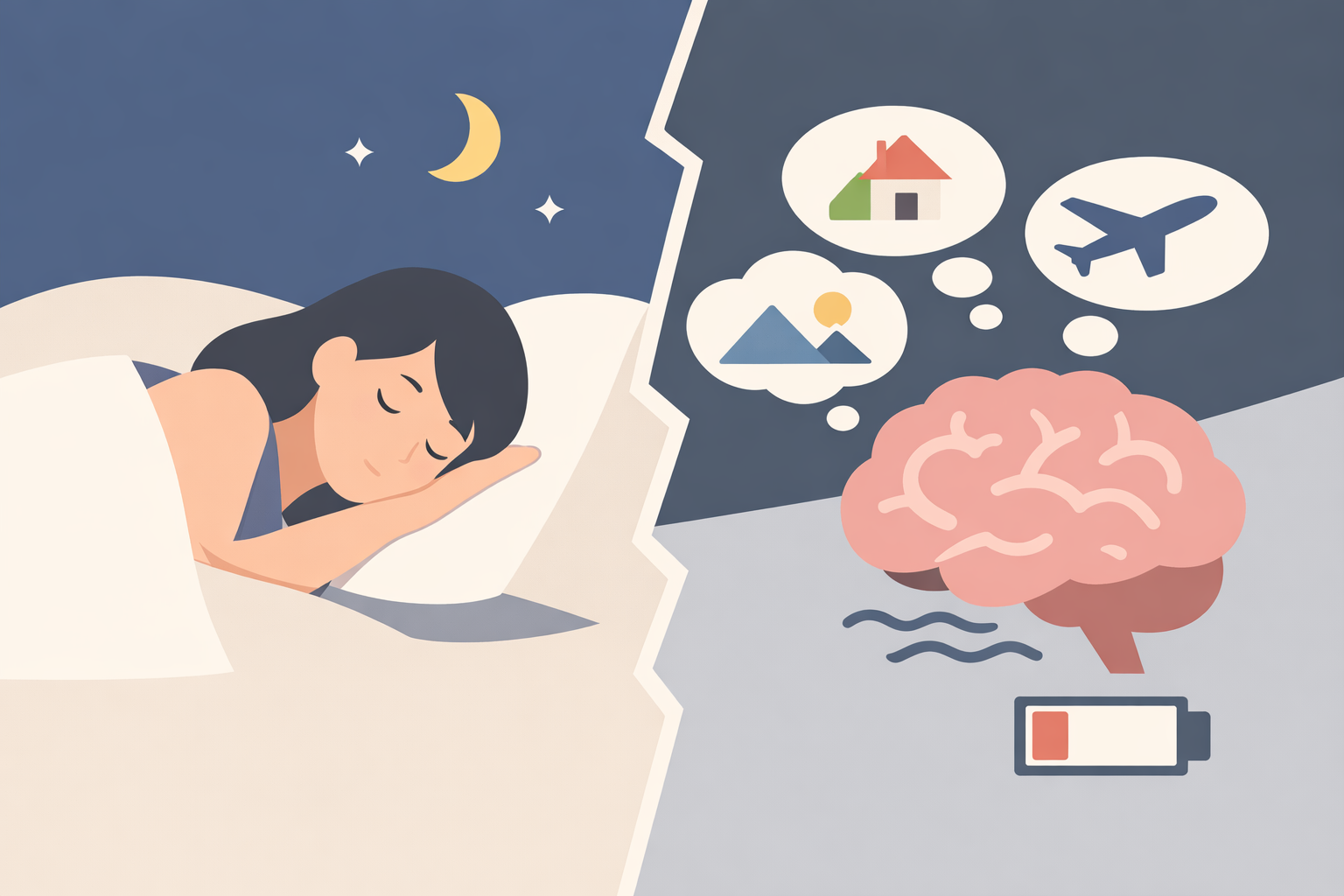 夢が増えて疲れやすくなる理由は、脳が休めていないからなんですね