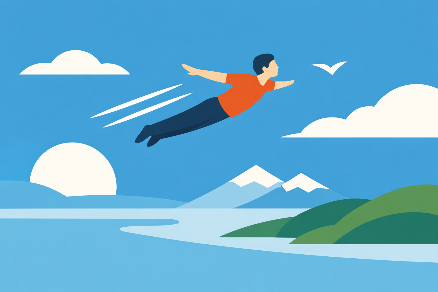 楽しい空を飛ぶ夢は自由と可能性が広がるサイン